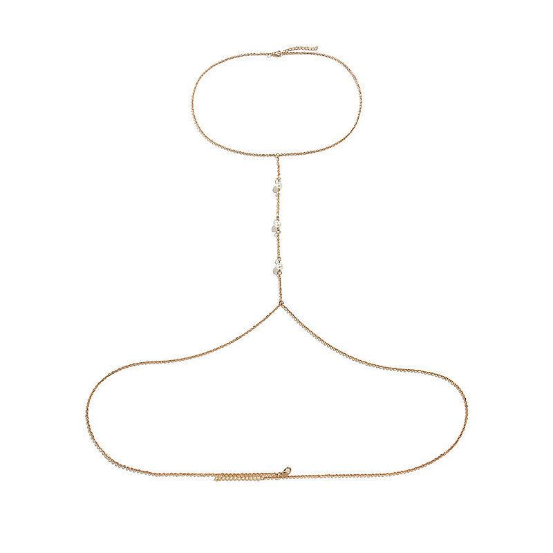 Sexy Metallic Pearl Body Chain