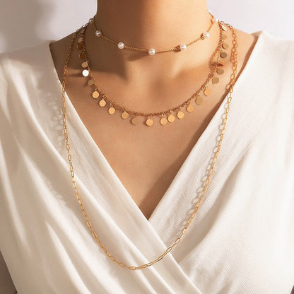 Multi Round Small Disc Charm Necklace
