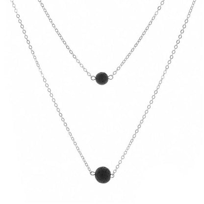 Black Glass Bead Pendant Necklace