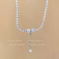 Titanium steel pearl clavicle necklace