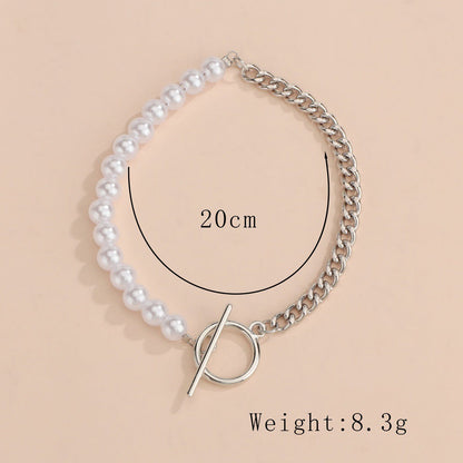 Cuban Chain Imitation Pearl Bracelet