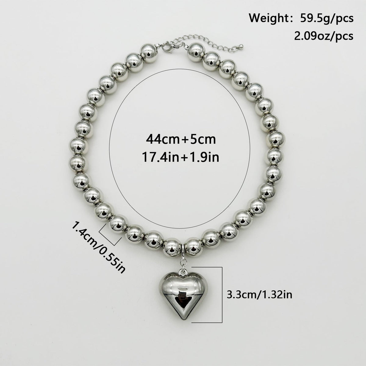 Chunky Heart Shape Exaggerated Big Beads Choker Necklace
