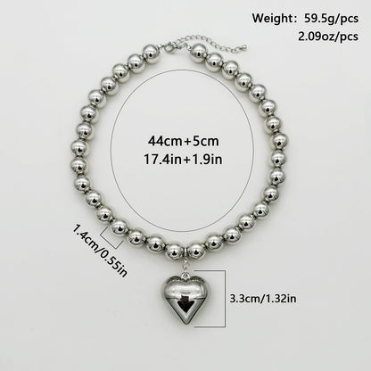 Chunky Heart Shape Exaggerated Big Beads Choker Necklace