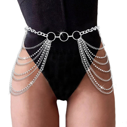 Multi-Layer Alloy Waist Chain Rhinestone Tassel Sexy Bikini Chain