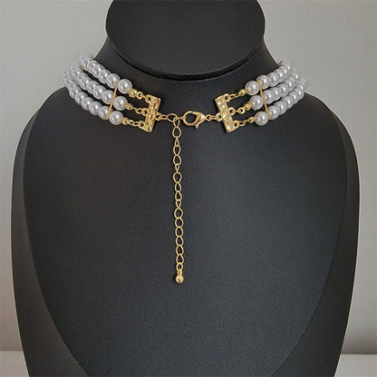 Elegant Vintage Oval Imitation Pearl Fringe Necklace
