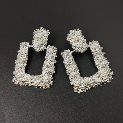 Hollow Large Square Stud Statement Earrings