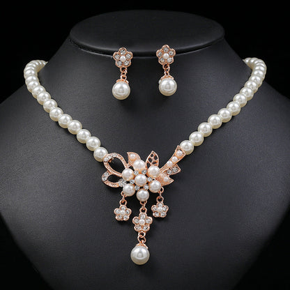Pearl Flower Jewelry Set for Women Bridal Flower Statement