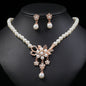Pearl Flower Jewelry Set for Women Bridal Flower Statement