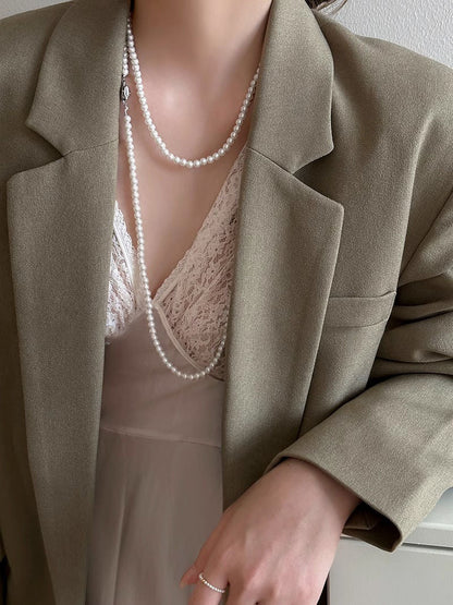 Long Pearl Necklace Costume Pearl Jewelry