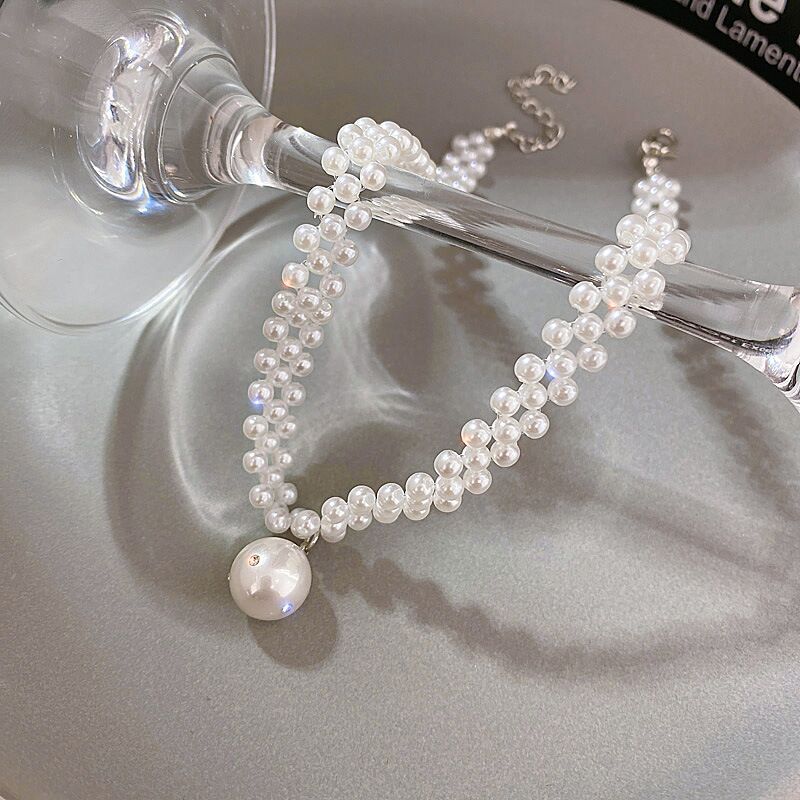 Sense Rhinestone Pearl Woven Elegant Fashionable Beaded Necklaces