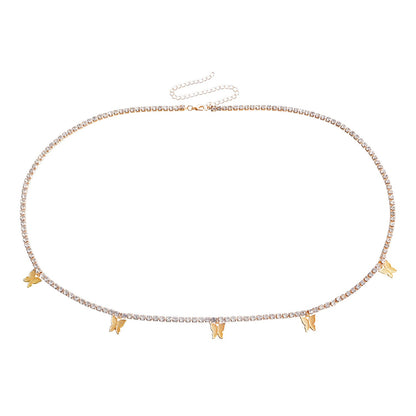 Butterfly Pendant Cross-Border Rhinestone Waist Chain