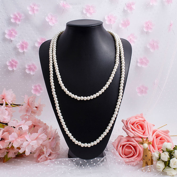 Exaggeration Statement Fashion Long Imitation Pearl Beads Necklace