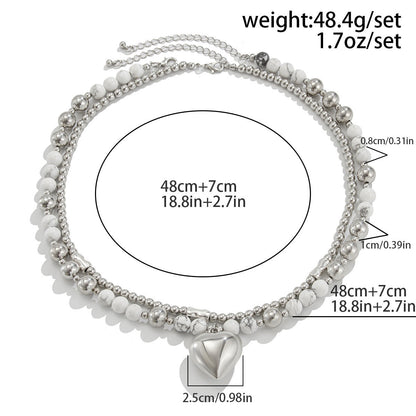 Layered Heart Pendant Beaded layer Necklace