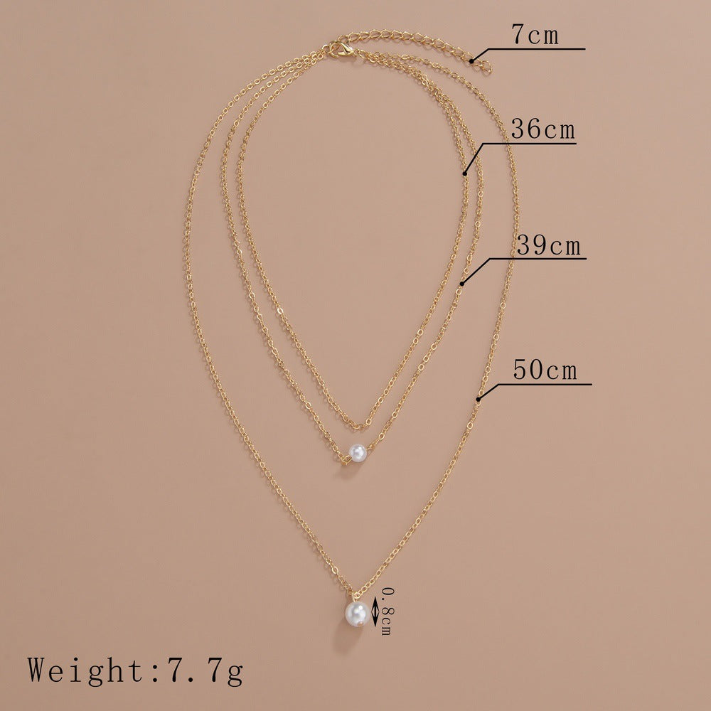 Beaded Three-layer Pearl Necklace