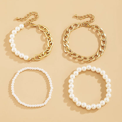 Cuban Link Chain Pearl Bracelet
