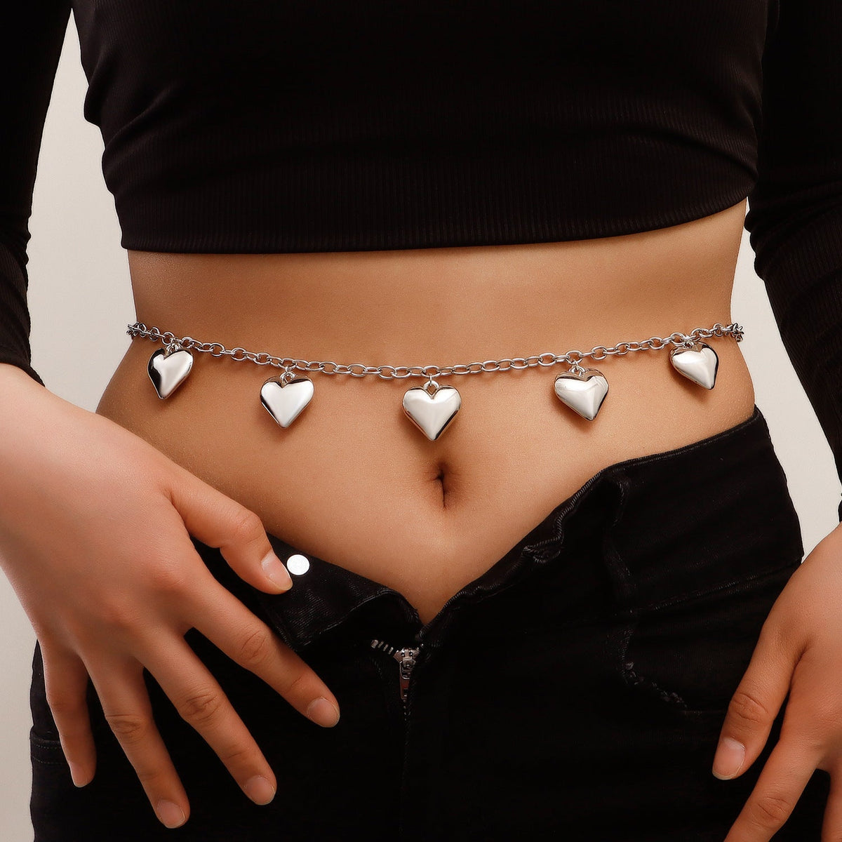 Metal Large Heart Pendant Waist Chain