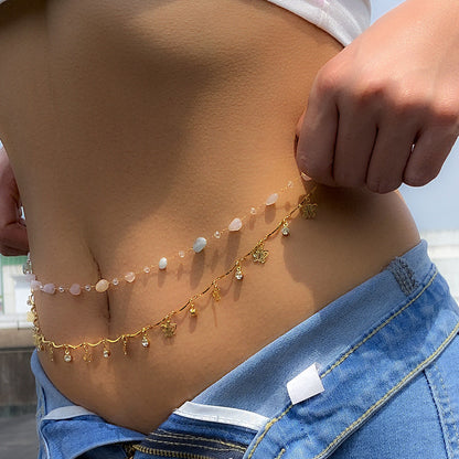 Double Layer Crystal Butterfly Tassel Body Chain