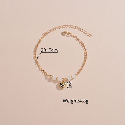 Summer Anklets Chain Beach Vacation Heart Pearl Anklets Jewelry