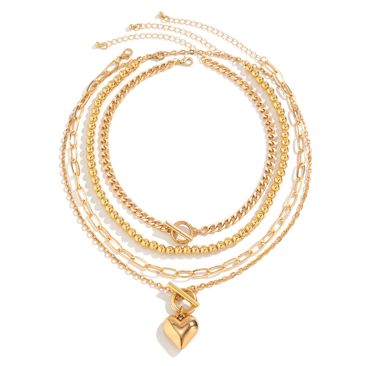 Layered Chunky Heart Chain Choker Necklace