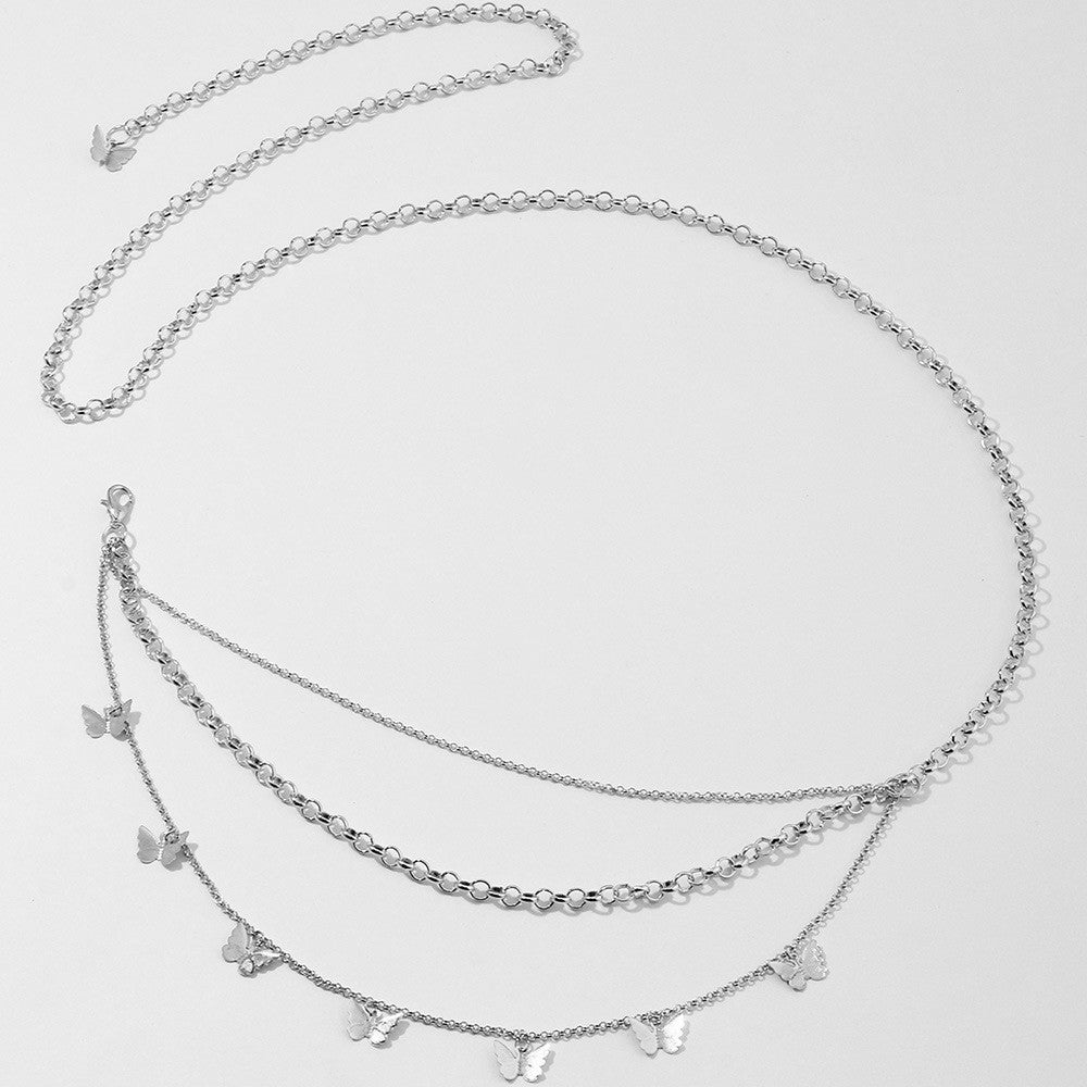 Multi Layer Belly Body Chain Bikini Metal butterfly Body Waist Chain
