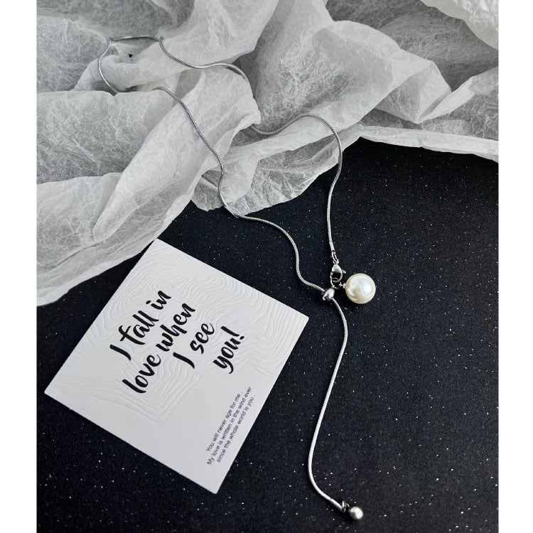 Adjustable Chain Pearl Necklace for Women