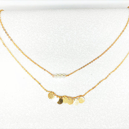 Round Coin Pearls Pendant Chain Necklaces