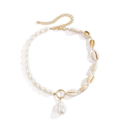 Handmade Women Pearl Necklace Natural Shell Necklace Jewelry