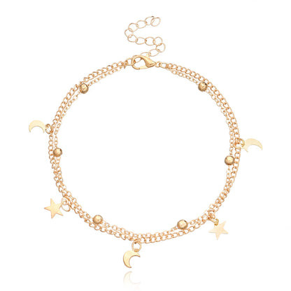 Summer Beach Sexy Double Layered Round Beads Star Feet Chain