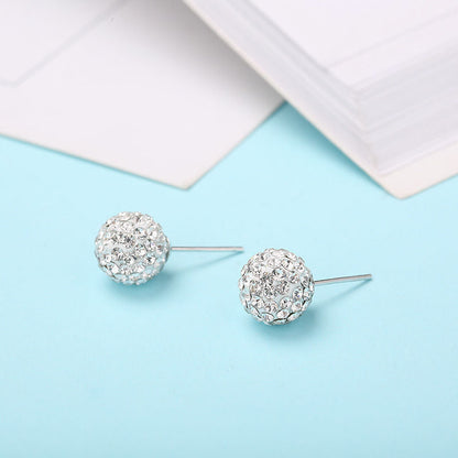 Crystal Rhinestones Round Ball Stud Earrings