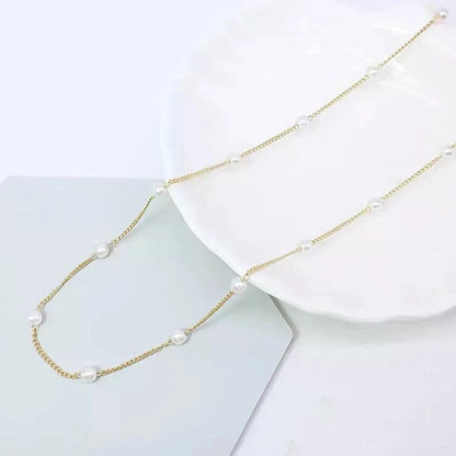 Pearl Beads Chain Choker Necklace