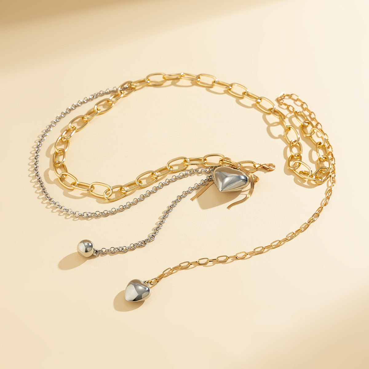 Double-Layer Pearl Chain Love Bow Tassel Waist Chain Body Jewelry