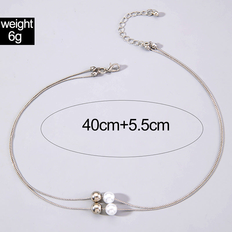 Simple Pearl Ball Pendant Choker Necklace
