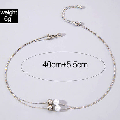 Simple Pearl Ball Pendant Choker Necklace