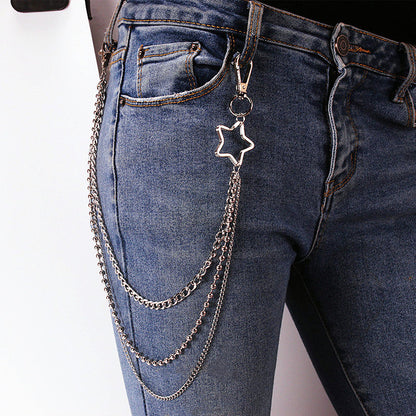 Geometric Multi-layer Waist Chain Hollow Cross Pants Chain