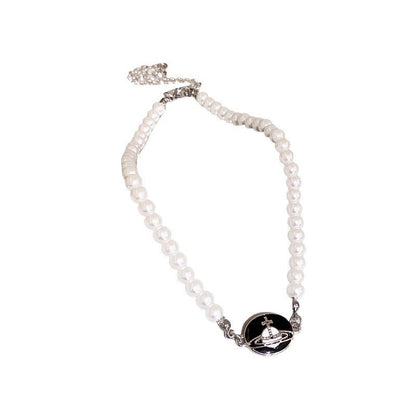 Pink Color Pearl Saturn Necklace