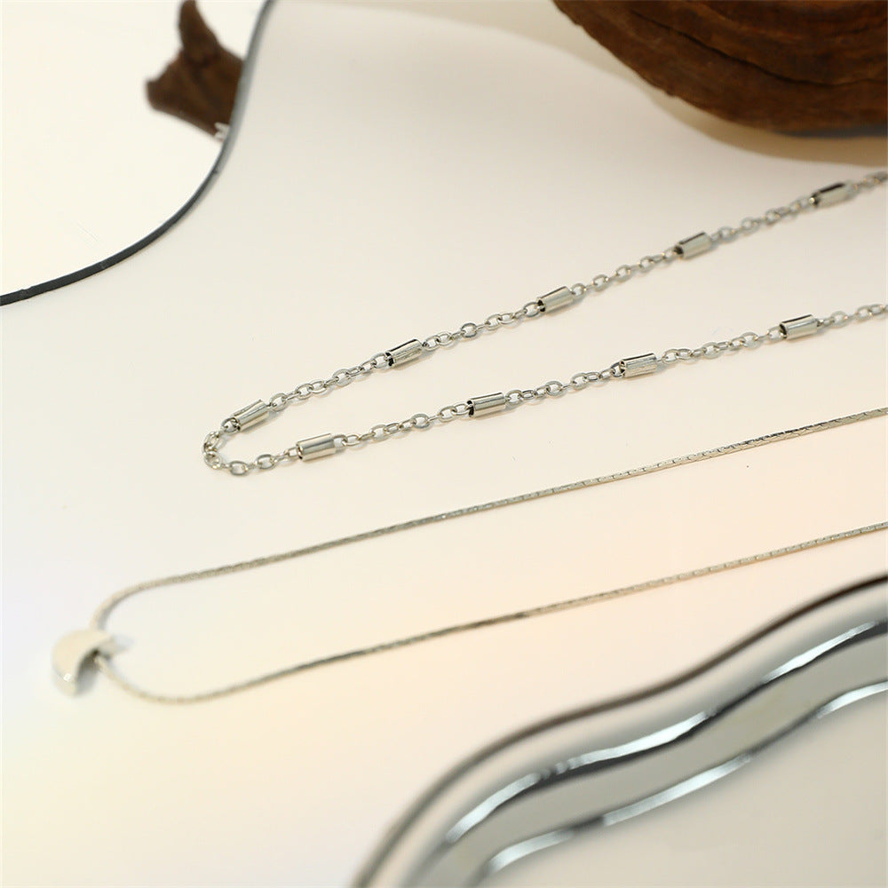 Layered Crescent Pendant Necklace Jewelry