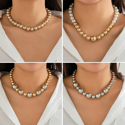 Punk Large Beads Short Necklaces