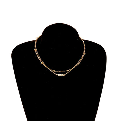 Double Layered Pearl Bead Necklace Jewelry