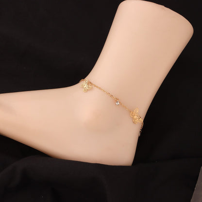 Summer Beach Butterfly Crystal Foot Ankle Chain