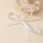 Long Bow Collarbone Chain Necklace DIY Lace up Velvet Pearl Necklace