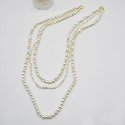 Fashion Retro Multi-layer Chain Beads Layered Necklace Pearl Necklace