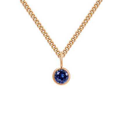 Stainless Steel Necklace With Diamond Birthstone Pendant