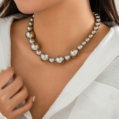 Punk Large Beads Short Necklaces