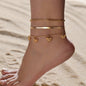 Figaro Chain Geometric Anklet Women Butterfly Tassel Multilayer Foot Chain