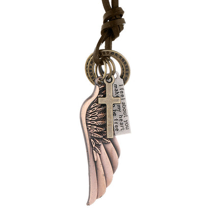 Men's Personality Angel Wings Cowhide Adjustable Simple Necklaces