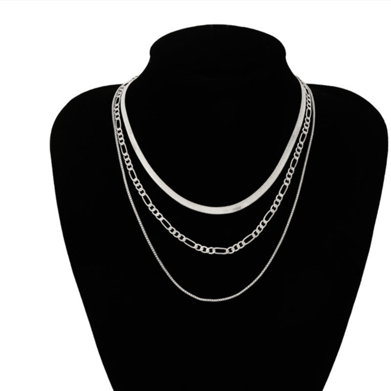 Vintage Layer Necklaces for Women Gold Set Cuban Link Snake Chain