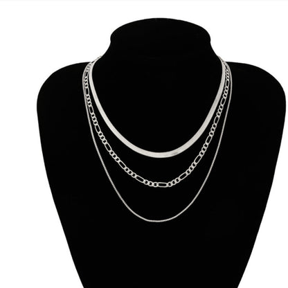 Vintage Layer Necklaces for Women Gold Set Cuban Link Snake Chain