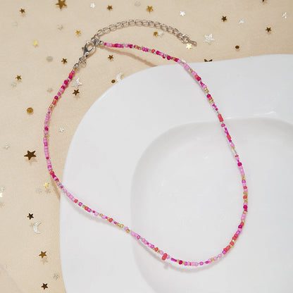 Women's Small Beads Beaded Girly Style Rainbow Necklaces