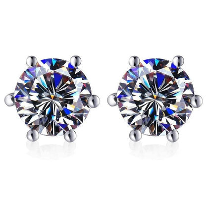 S925 Colorful Moissanite & CZ Classic 6-Prong Stud Earrings For Men Women Gift