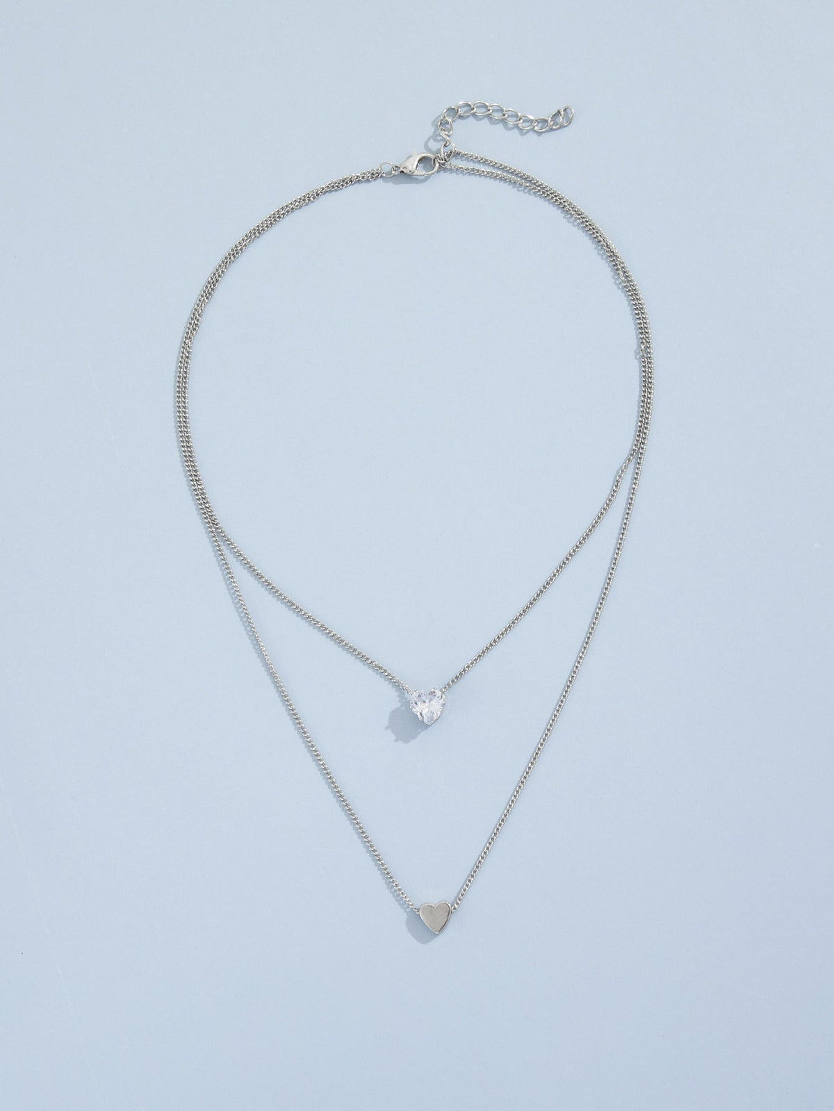 Pearl Heart Pendant Necklace Chain Choker Double Layer